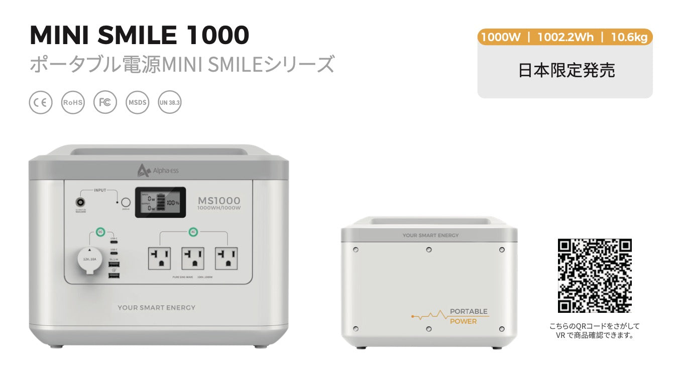 [便攜式電源] AlphaESS MINI SMILE 1000（停電和災害對策的必備品）